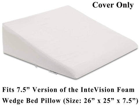 Egyptian Cotton Pillowcase With 400 Thread Count For Foam Wedge Bed Pillow 7.5 Inch Height 26 By 25 Inch Zippered Cover Easy Removable