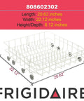 Lower Dishrack Assembly 808602302 For Dishwashers Gray Replacement Part Genuine OEM Style Durable Easy Install Rack