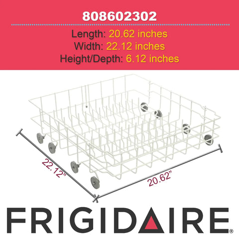 Lower Dishrack Assembly 808602302 For Dishwashers Gray Replacement Part Genuine OEM Style Durable Easy Install Rack