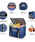 Collapsible Soft Cooler Bag With 75 Can Capacity For Beach And Road Trips Flip Top Lid Leakproof Ice Chest Lightweight Portable Cooler On The Go With 5 Layer Insulation And 12 Hour Cold Retention Great For Camping Groceries In Blue with side pockets and integrated bottle opener