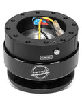 Race Steering Wheel Quick Release Kit For 6 Bolt 70mm And 74mm Hubs Gen 2.0 Black Body Black Ring, front view