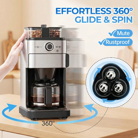 Self Adhesive 360 Swivel Appliance Sliders On Kitchen Countertops 16 Pack for effortless coffee maker movement.