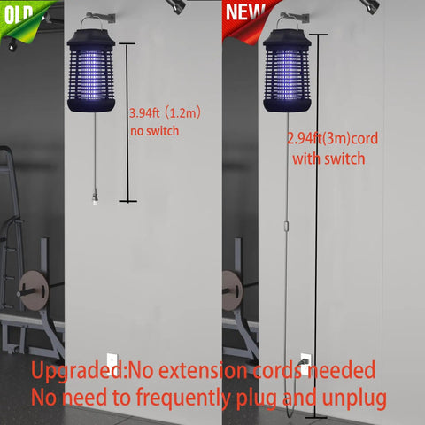 Side view of Outdoor And Indoor Bug Zapper With 3 Meter Cord And On Off Switch, 4200V Electric Mosquito Zapper for Home Backyard and Patio.