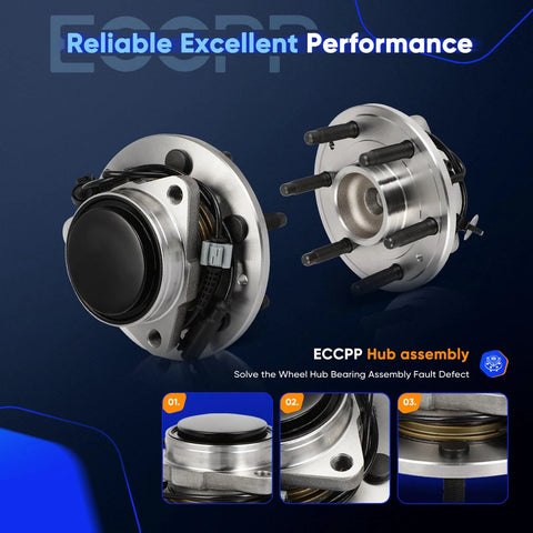 Front 6 Lug Wheel Hub Bearing Assembly With ABS For Chevy GMC Cadillac Escalade Suburban Tahoe Yukon XL 1500 Avalanche Silverado 1500 Sierra 1500 2WD 515097