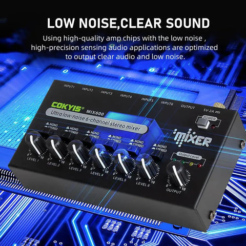Six Channel Mini Audio Mixer For Live Gigs And Home Studios With Ultra Low Noise And Independent Microphone Control