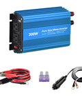 Pure Sine Wave Power Inverter 12V DC To 120V AC 300W with cables and fuses