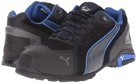 Front view of Rio Black Industrial Work Shoe with Aluminum Toe Cap, Oil and Slip-Resistant Outsole, IdCELL Heel Shock Absorption