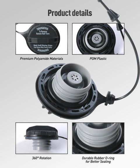 Universal Gas Cap Replacement For Ford F Series Trucks F150 F250 F350 F450 F550 Durable ABS Plastic Cap With Weatherproof Seal And Easy Install For Automotive Fuel System, black cap with 360° rotation