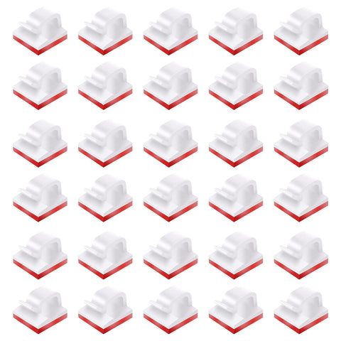 Sticky Cable Clips 30 Pack White Adhesive Wire Organizers Durable Plastic