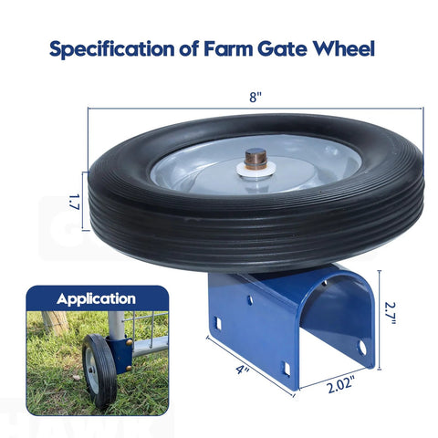 Specification of 2 Pack Gate Wheel For Round Tube Gates One And Five Eighths Inch To Two Inch Diameter Durable Rubber And Solid Steel Plate