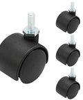 4 Pack 1 Inch Swivel Caster Wheels With M6 Threaded Stem Heavy Duty Nylon For Furniture Tables Cabinets Shelves, black nylon