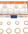 Copper Washers Kit 150Pcs 8 Sizes Metric Sealing Flat Washers Set For Plumbing And Auto in transparent case with visible washers