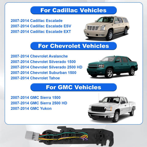 Heavy Duty 6 And 8 Way Power Seat Motor Replacement For Chevy Silverado 1500 and 2500 HD GMC Sierra Tahoe and Suburban showing wiring and vehicle compatibility.