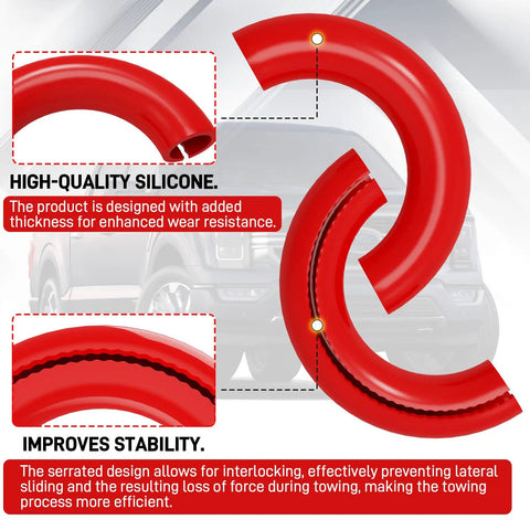 Ford Tow Hook Covers 2-Pack for F150 2004-2025, Bronco, Tundra shown with serrated edges for stability and wear resistance