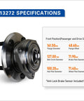 Beefed Up Front Wheel Hub And Bearing Assembly For Jeep Wrangler 2007 2010 With ABS 5 Lug Replacement side view with specs