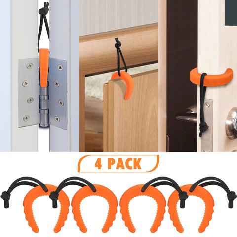 Bulletproof First Responder Door Stops 4 Piece Kit Emergency Police Kick Jammers Anti Slam Wedges with orange rubber design.