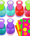 36 Piece Craft Hole Punch Shapes With Colorful Sticker Paper For Scrapbooking Easy To Use 1 Inch Paper Punchers Set