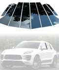 Porsche Macan 2014 2015 2016 2017 2018 2019 2020 2021 2022 Glossy Black Stainless Steel Door Pillar Trim Cover Set, 8 Piece