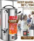 Big Crowd Ready Coffee Urn 120 Cup 20L Stainless Steel Double Wall Percolator With 1300W Quick Brew Hot Beverage Dispenser