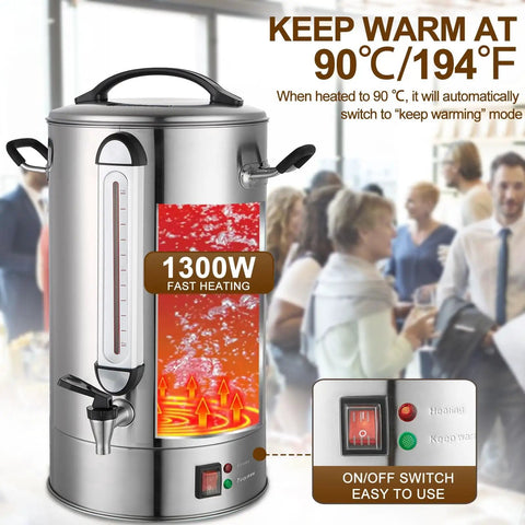 Big Crowd Ready Coffee Urn 120 Cup 20L Stainless Steel Double Wall Percolator With 1300W Quick Brew Hot Beverage Dispenser