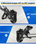 Upgraded 5 Ft Stainless Steel Flagpole Kit With Rock Solid Outdoor Bracket And Smooth 360 Swivel Rings Built Tough showing 45 and 90 degree mounting options.