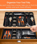 45 Pack Tool Box Organizer Trays And Dividers For Drawer And Toolbox Garage Storage Set with tools and parts in use