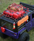 RC Crawler Accessories Kit For One Tenth Scale Rigs With Roof Box Wood Box Luggage Net Fuel Box Shovel Fire Extinguisher Recovery Board And Storage Tank For Off Road Crawlers Gear Up installed on model truck