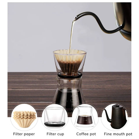 Pouring coffee into Disposable Coffee Filters For 1 To 4 Cup Basket Makers, Natural Brown Unbleached, 100 Count Pack, Fits Small Basket Style