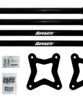 Heavy Duty Round Tubed Rear Radius Arms For Polaris RZR Models Red Finish With Adjustable Heim Joints And Hand Welded Construction For Maximum Strength And Durable Performance See Fitment Details black rear arms and hardware