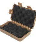 Open khaki case showing foam interior, 2 Pack Shockproof Storage Case For Outdoor Camping And Hiking, Multi Function Survival Organizer Box