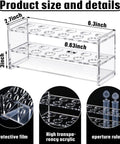 Two Pack Acrylic Test Tube Rack With Twelve Wells For 10ml Tubes Clear Centrifuge Tube Holder And Syringe Stand Transparent Lab Vial Stand 16mm Diameter Pro Grade Durable Space Saving Lab Organizer For Small Sample Sets, showing dimensions and details.