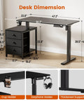 Electric Standing Desk With Drawers And Storage 47 By 24 Inch Sit Stand Desk Height Adjustable With 3 Memory Presets
