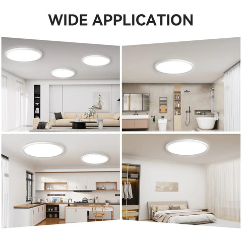 Two Pack 4700 Lumen LED Flush Mount Ceiling Light Ultra Slim 16 Inch 5000K Daylight in living room, kitchen, bathroom, bedroom