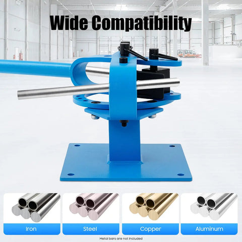Heavy Duty Manual Pipe Bender With Seven Dies Ranging From One To Three Inches for bending iron, steel, copper, and aluminum tubes.