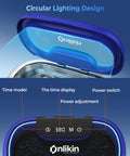 No Fuss 45KHz Ultrasonic Cleaner Tank for Jewelry Glasses shows control panel with time display and power adjustment in sapphire blue design.