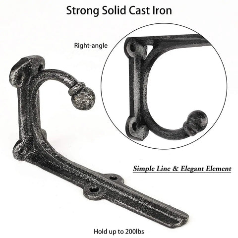 Heavy Duty 6 Inch Shelf Brackets With Hooks For Open Shelves Metal Vintage Farmhouse Style Open Shelf Supports Four Pack