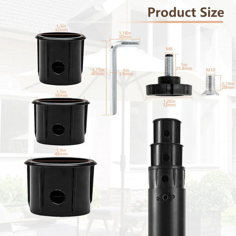 Heavy Duty Patio Umbrella Base Holder Tube Replacement Kit Durable All Weather Outdoor Table Umbrella Pole Mount Bracket For Garden Backyard Balcony Poolside Compatible With Concrete Wood Metal Bases