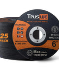 Six Inch Ultra Thin Cut Off Wheels For Angle Grinder 0.045 Inch Thick Seven Eighths Inch Arbor Fast Burr Free Metal And Stainless Steel Cutting Discs 25 Pack