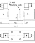 Built Tough Hydraulic Directional Control Valve D05 NG10 31 GPM 4560 Psi AC Or DC M Motor Center A B Blocked To Tank 12VDC Cetop 5 Mount IP65 Dust And Water Resistant Lighted When Energized DIN Connectors technical drawing showing dimensions and DIN connectors.