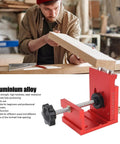 Pocket Hole Jig Kit For Woodworking With Precision Joint Angle Locator and Pro Grade All In One Multifunction Carpentry Positioner shown in use.