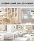 Various furniture settings showcasing four pack rustic wooden table legs with classic grain for dressers, cabinets, and sofas.