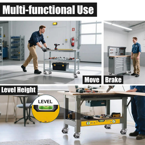 Beefy Four Pack Heavy Duty Leveling Casters With 2200 Pound Capacity And 360 Degree Swivel For Workbenches Machines And Furniture With 2 Inch Wheels Height Adjustable To Three Tenths Of An Inch
