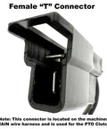 Close-up of Female T connector from PTO Clutch Electric Wire Harness Repair Kit with terminals visible.