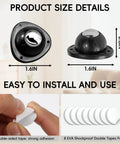 No Drill Heavy Duty Self Adhesive Caster Wheels Screwless Swivel Furniture Casters Black dimensions 1.6in size details for easy installation.