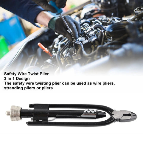 Mechanic using Three In One Safety Wire Pliers For Aircraft Maintenance Heavy Duty Twist Tool 8.3 Inch Length on engine