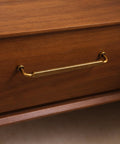 Antique Brass Zinc Alloy Cabinet Pulls 3 Inch Hole Center 76mm Solid Drawer Handles installed on wooden cabinet