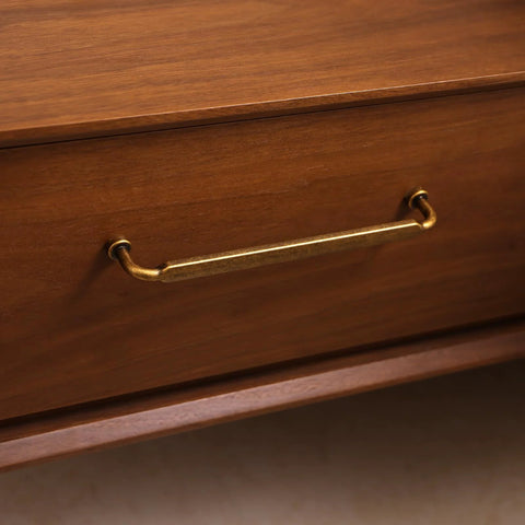 Antique Brass Zinc Alloy Cabinet Pulls 3 Inch Hole Center 76mm Solid Drawer Handles installed on wooden cabinet