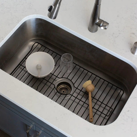 Heavy Duty Kitchen Sink Protector Grid Mat In Black Protects Sink Base From Scratches And Dents Rust Resistant Shield With Elevated Drainage