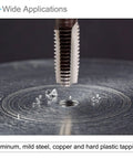 Straight Up Heavy Duty M8 X 0.75 Metric Hand Threading Taps Smooth Operator cutting into metal surface for repair.