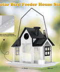 Outdoor Solar Powered Bird Feeder For Cardinals Large White Hanging Metal Wild Bird Feeder With Squirrel Proof Design